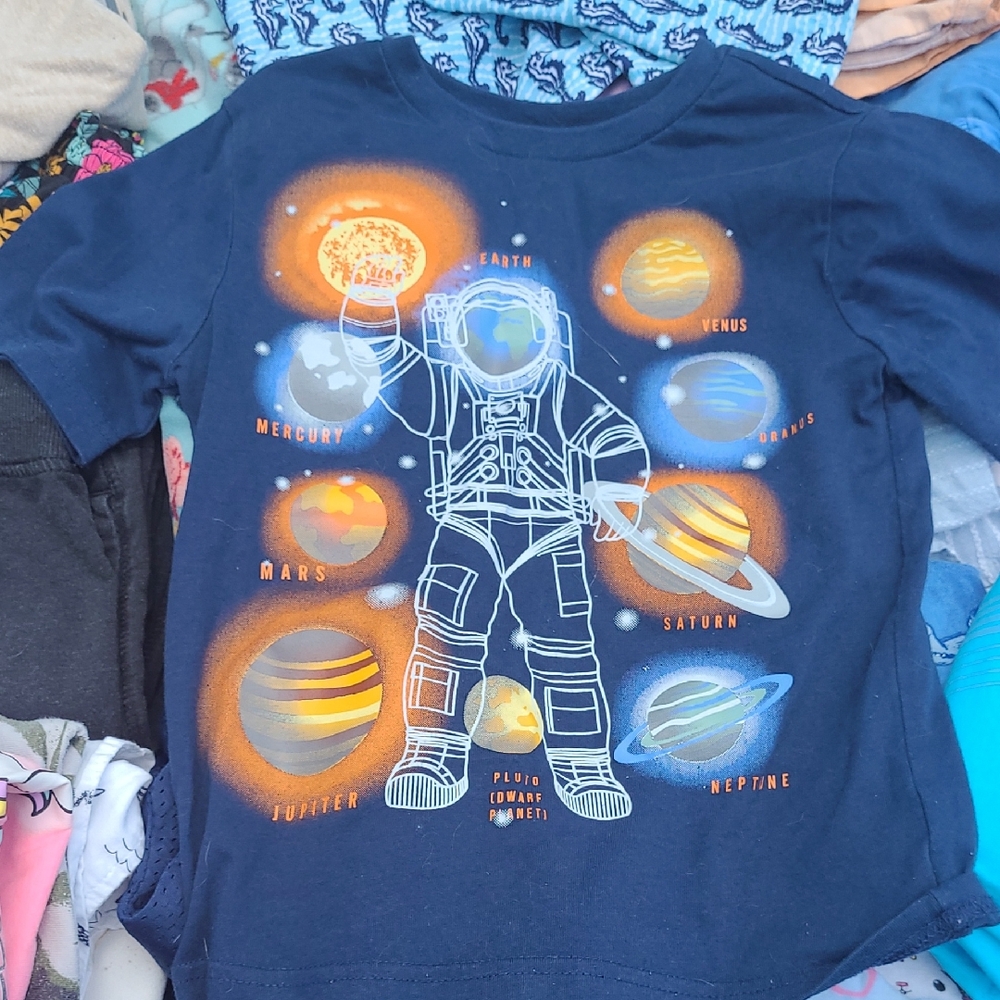 Navy Blue Astronaut Graphic Kids T-Shirt